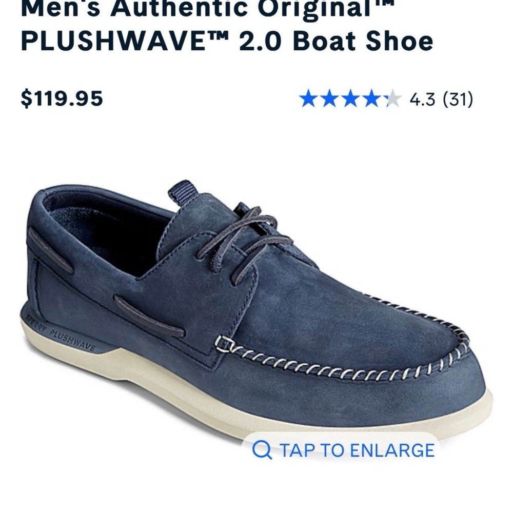 Sperry Men’s Plushwave 2.0 Suede Boat Shoe in Navy
